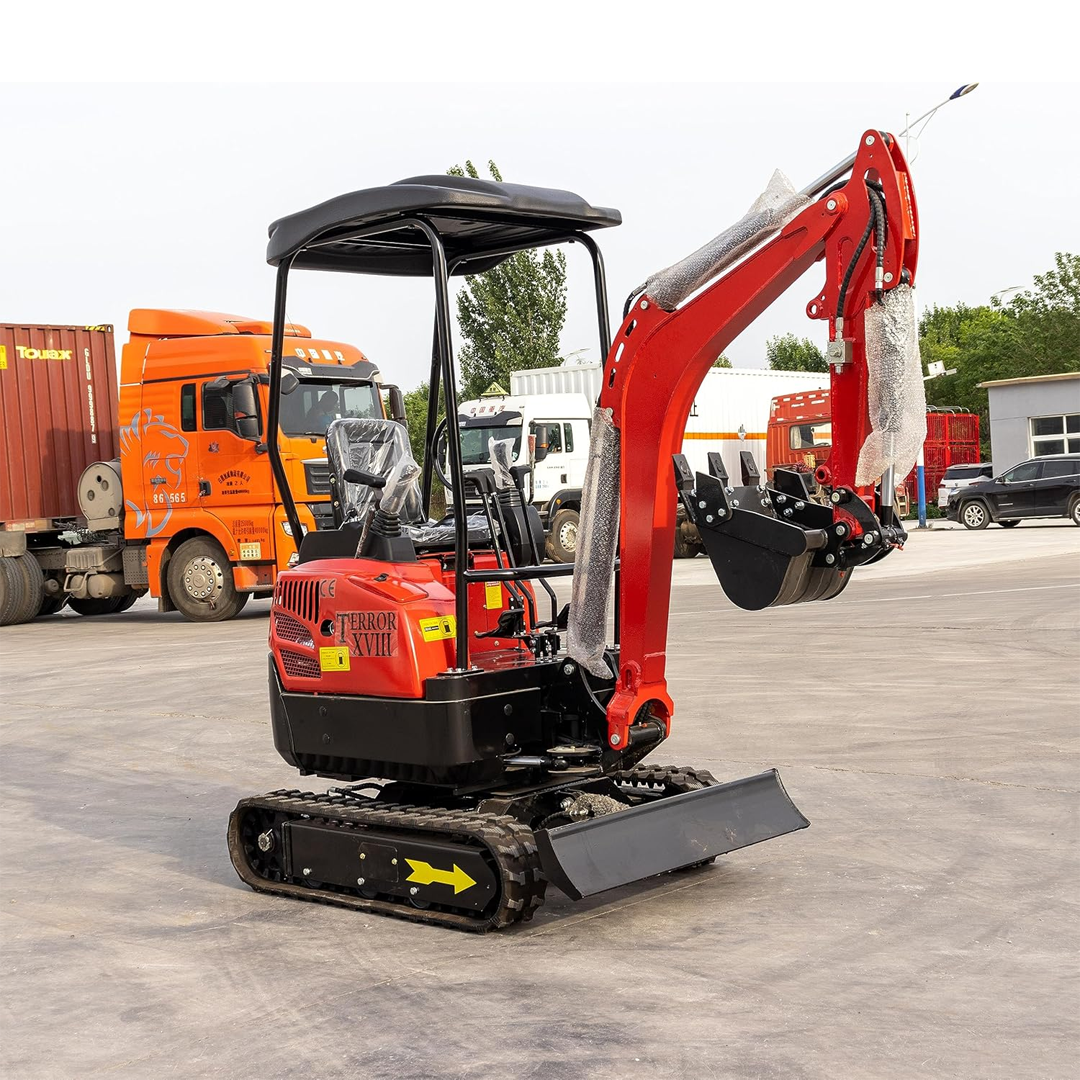 TYPHON TERROR XV STORM: 1.05 Ton Mini Excavator with 13.5 HP B&S Gas Engine, Hydraulic Thumb Clip, and Boom Swing