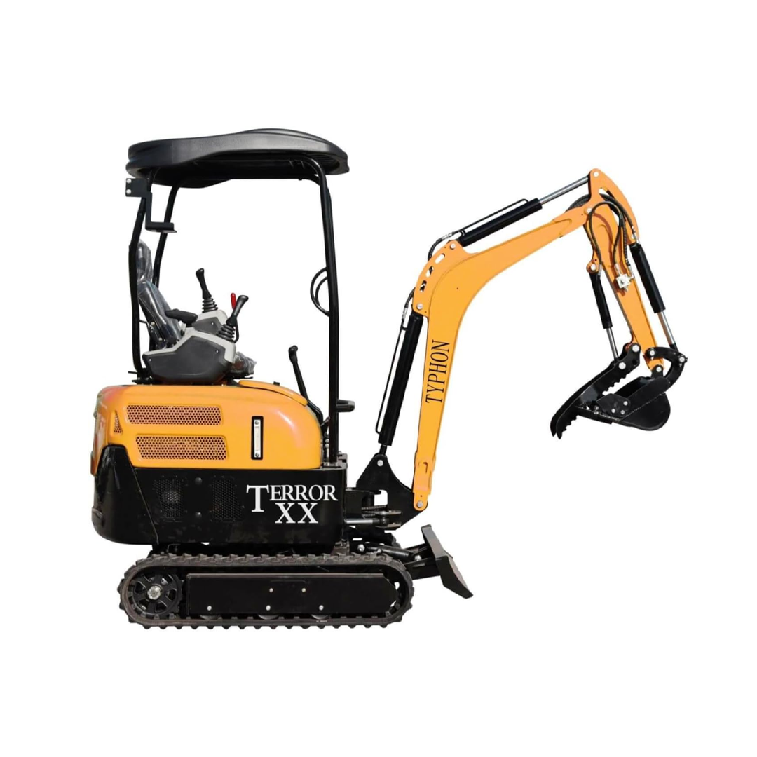 TYPHON TERROR XX: 4,000 lb Mini Excavator with Kubota D902 Diesel Engine, Boom Swing, and Free Hydraulic Thumb