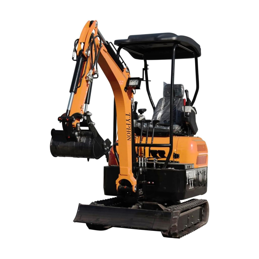 TYPHON TERROR XX: 4,000 lb Mini Excavator with Kubota D902 Diesel Engine, Boom Swing, and Free Hydraulic Thumb