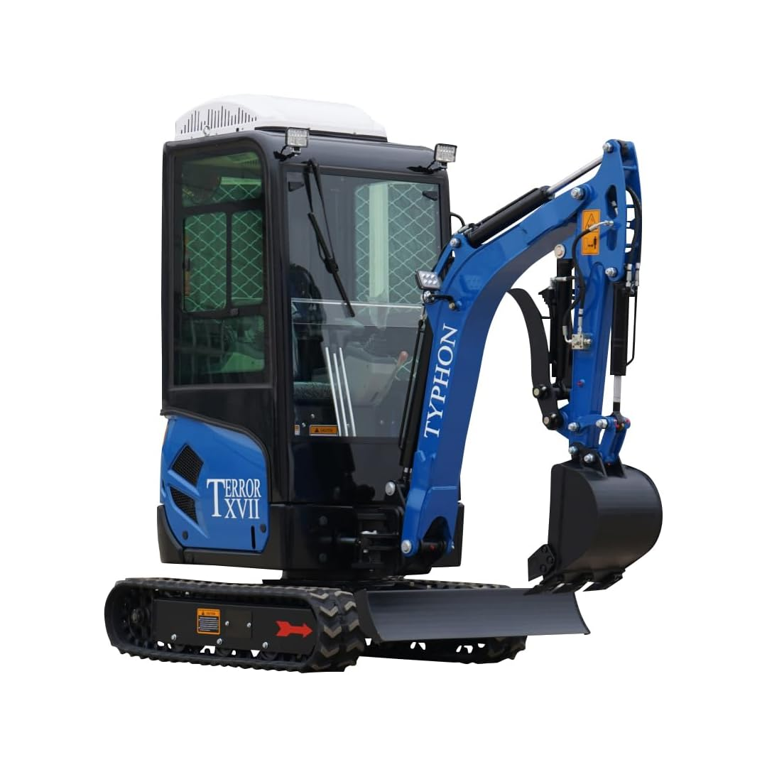4,000 lb TYPHON TERROR XVII Mini Excavator Rubber Track with AC Heater Cabin and Kubota D902 Diesel Engine USA