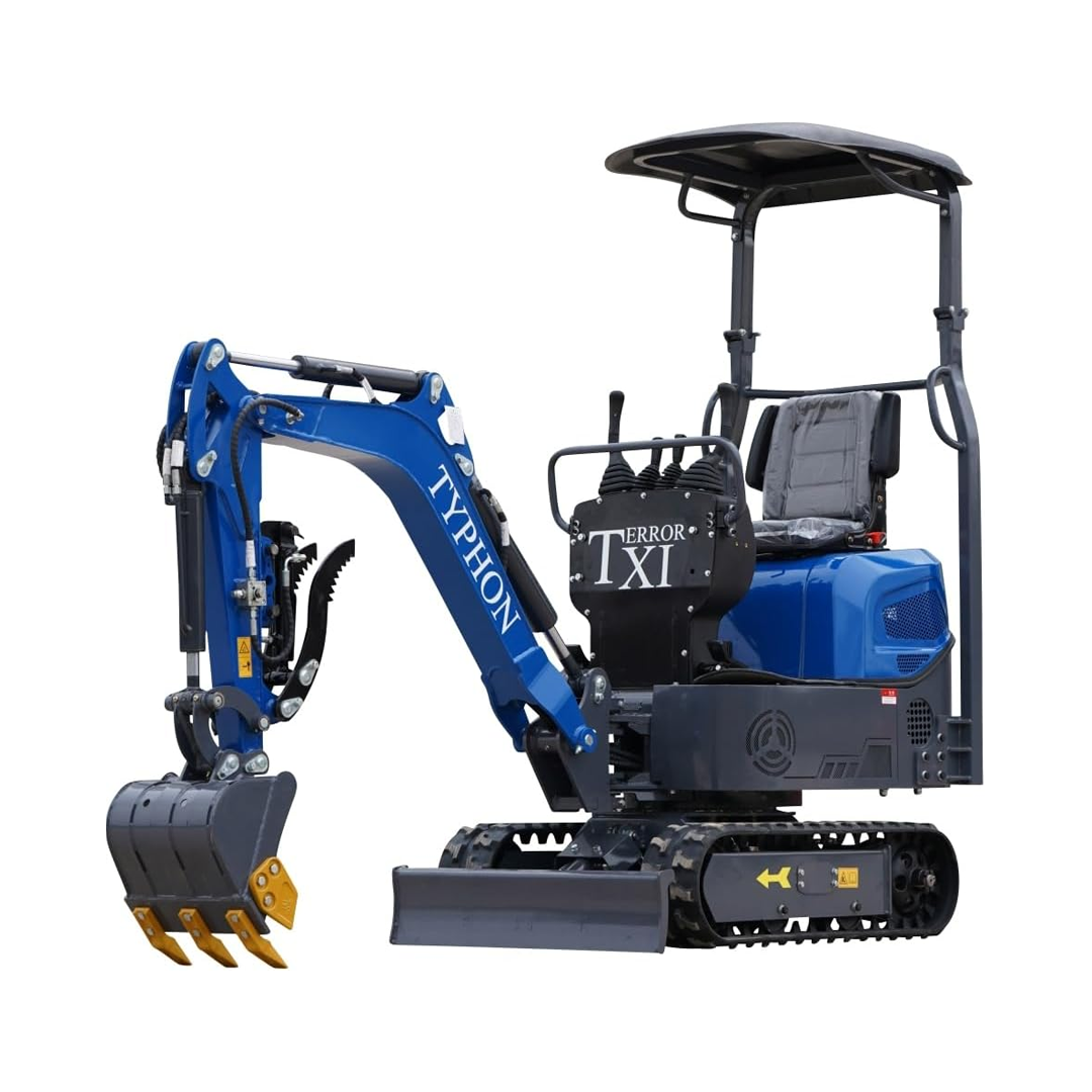 Terror XI Storm Mini Excavator – 1.1 Ton Trench Digger with Boom Swing, Hydraulic Thumb Clip, Bucket, Hydraulic Oil Cooler