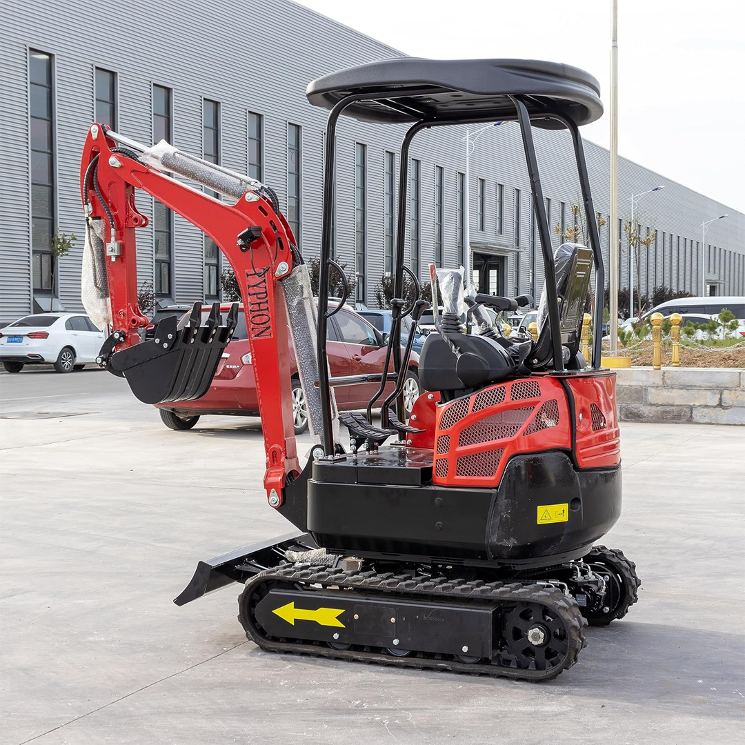 TYPHON TERROR XV STORM: 1.05 Ton Mini Excavator with 13.5 HP B&S Gas Engine, Hydraulic Thumb Clip, and Boom Swing