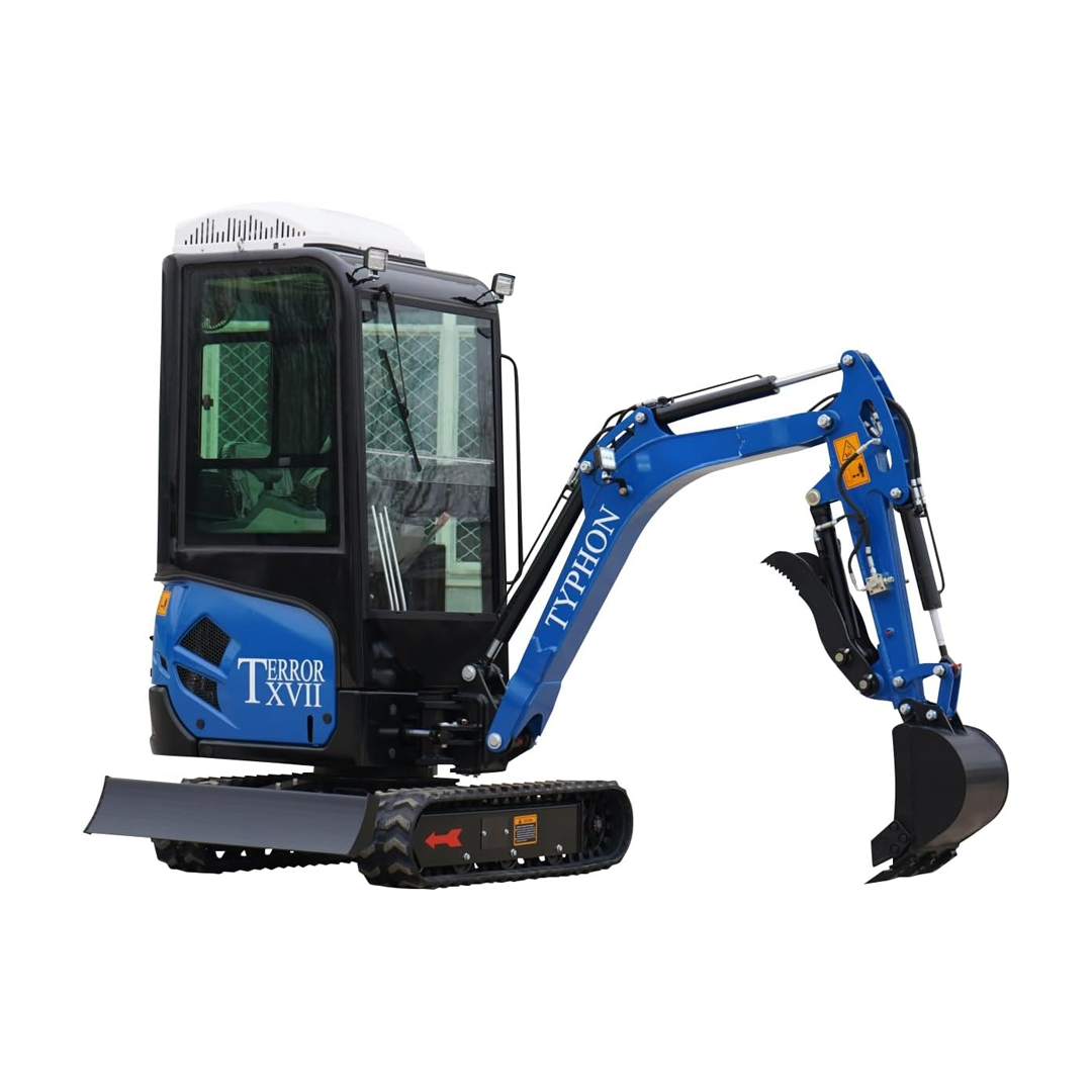 4,000 lb TYPHON TERROR XVII Mini Excavator Rubber Track with AC Heater Cabin and Kubota D902 Diesel Engine USA