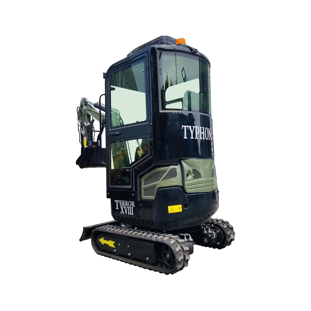 TYPHON Mini Excavator Micro-Digger: 1760 lb Kubota D902 Diesel, 6.7 ft Dig Depth, and Narrow Access Design