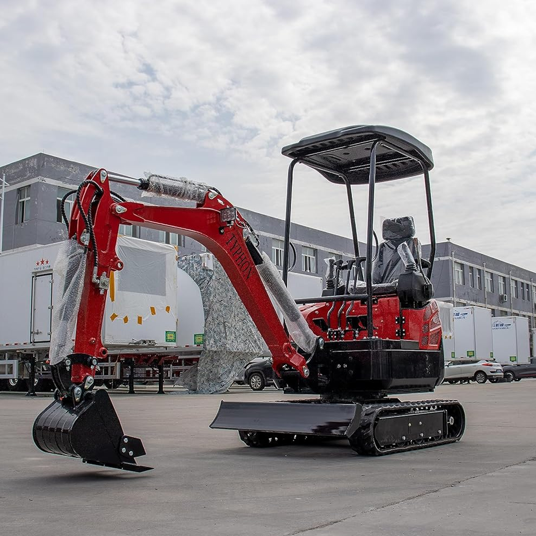 TYPHON TERROR XV STORM: 1.05 Ton Mini Excavator with 13.5 HP B&S Gas Engine, Hydraulic Thumb Clip, and Boom Swing