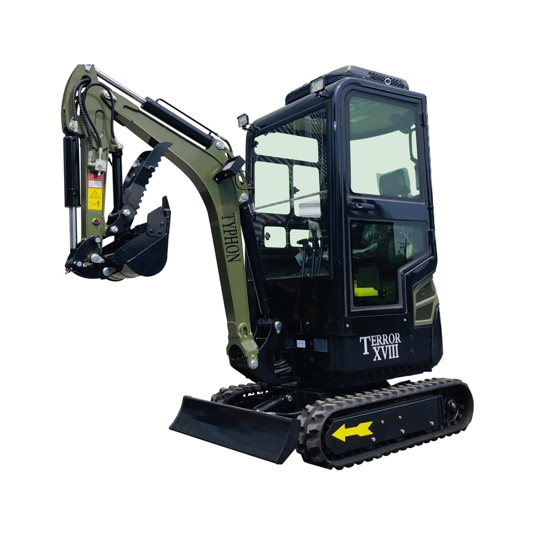 TYPHON Mini Excavator Micro-Digger: 1760 lb Kubota D902 Diesel, 6.7 ft Dig Depth, and Narrow Access Design