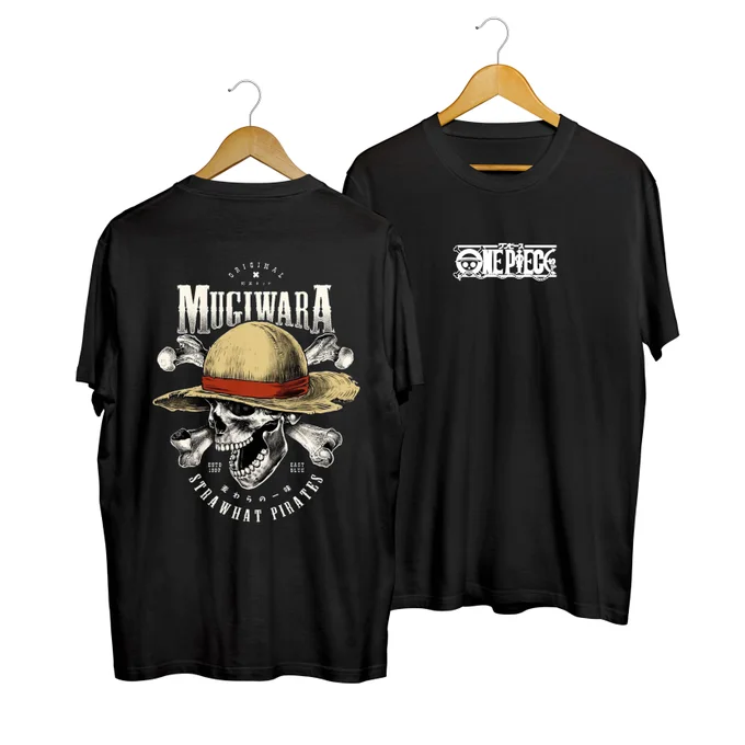 T-shirt One Piece Luffy Mugiwara Skull - Taille L - Noir - Coton - Neuf Avec étiquettes