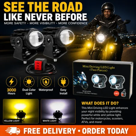 2-Pack Powerful Mini LED Spotlights for Motorcycle