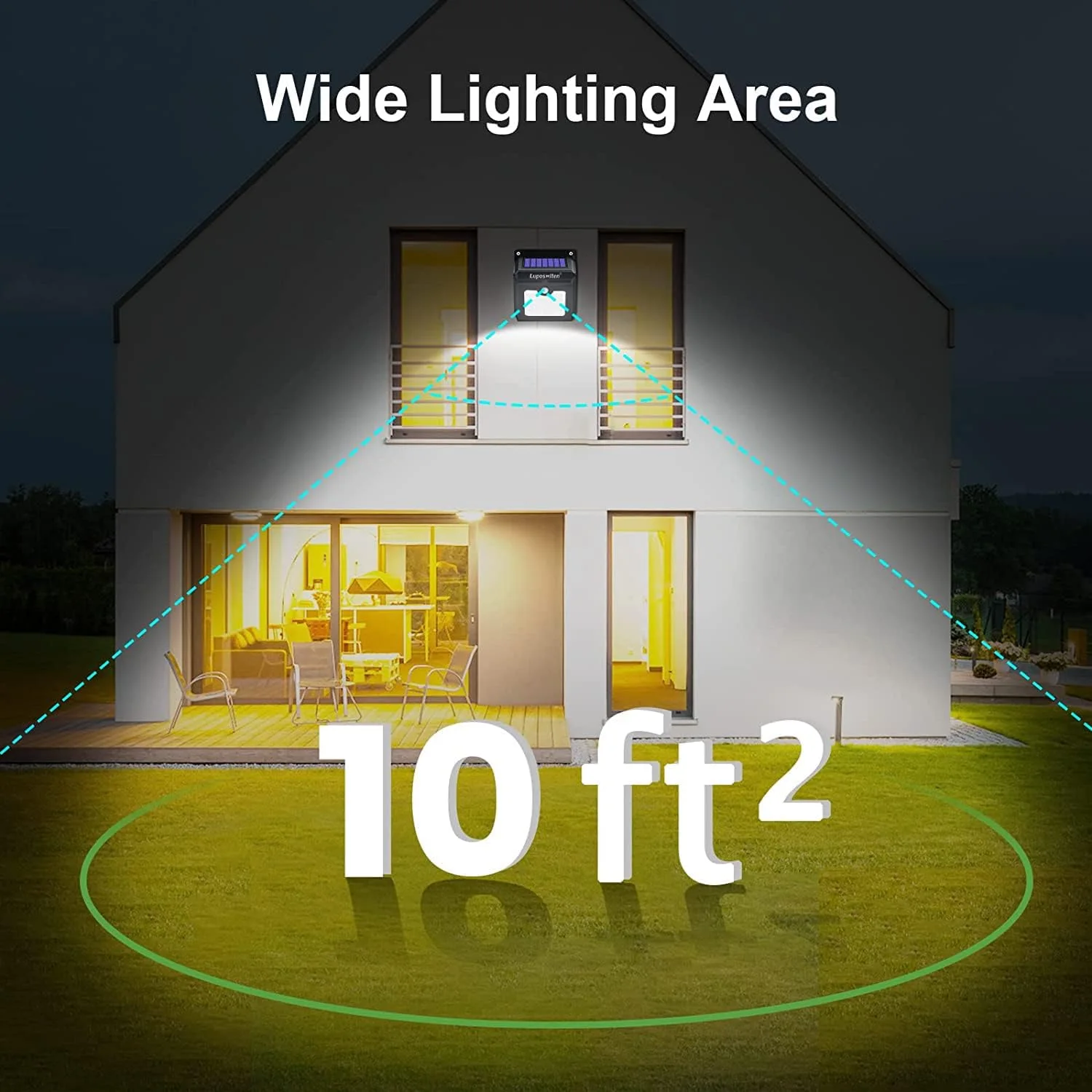 مصباح LED يعمل بالطاقة الشمسية في الهواء الطلق، مستشعر حركة، مصابيح حائط لاسلكية مقاومة للماء