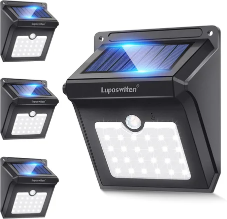 مصباح LED يعمل بالطاقة الشمسية في الهواء الطلق، مستشعر حركة، مصابيح حائط لاسلكية مقاومة للماء