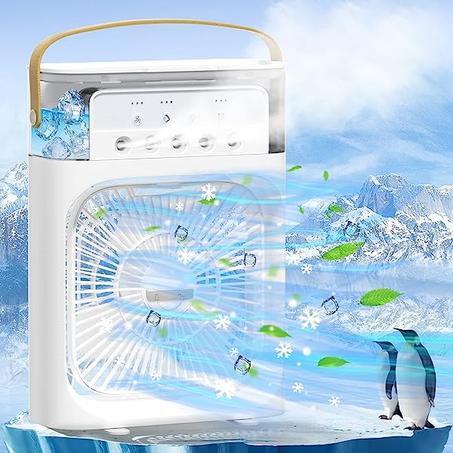 LED مُكيف هواء محمول شخصي  + جهاز تعديل رطوبة الهواء مضيئ