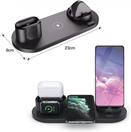 قاعدة شحن لاسلكية متعددة الوظائف 6 في 1