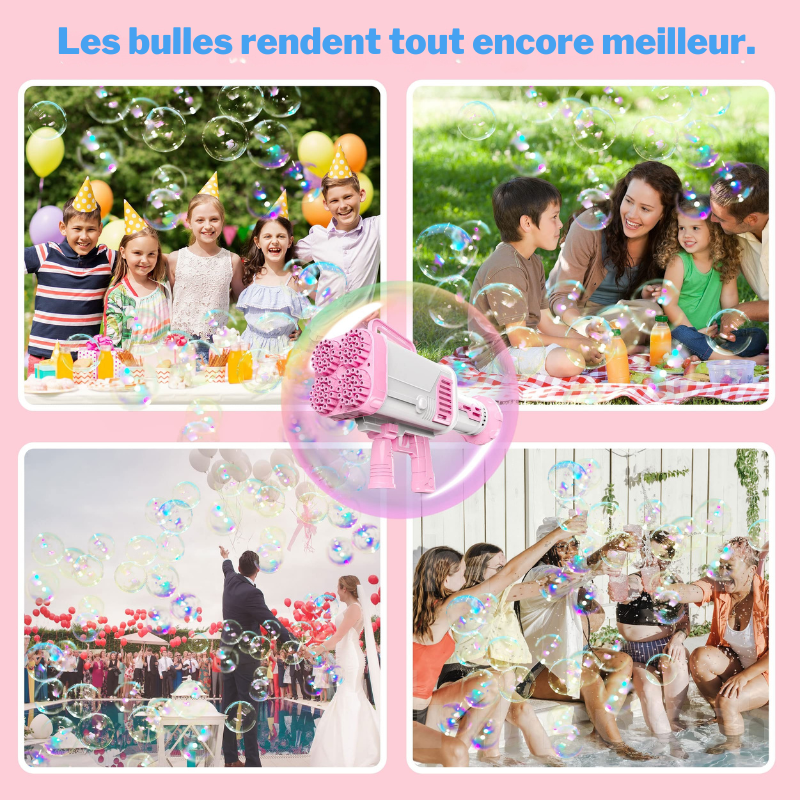 Découvrez notre Pistolet à Bulles Bazooka 88 Trous