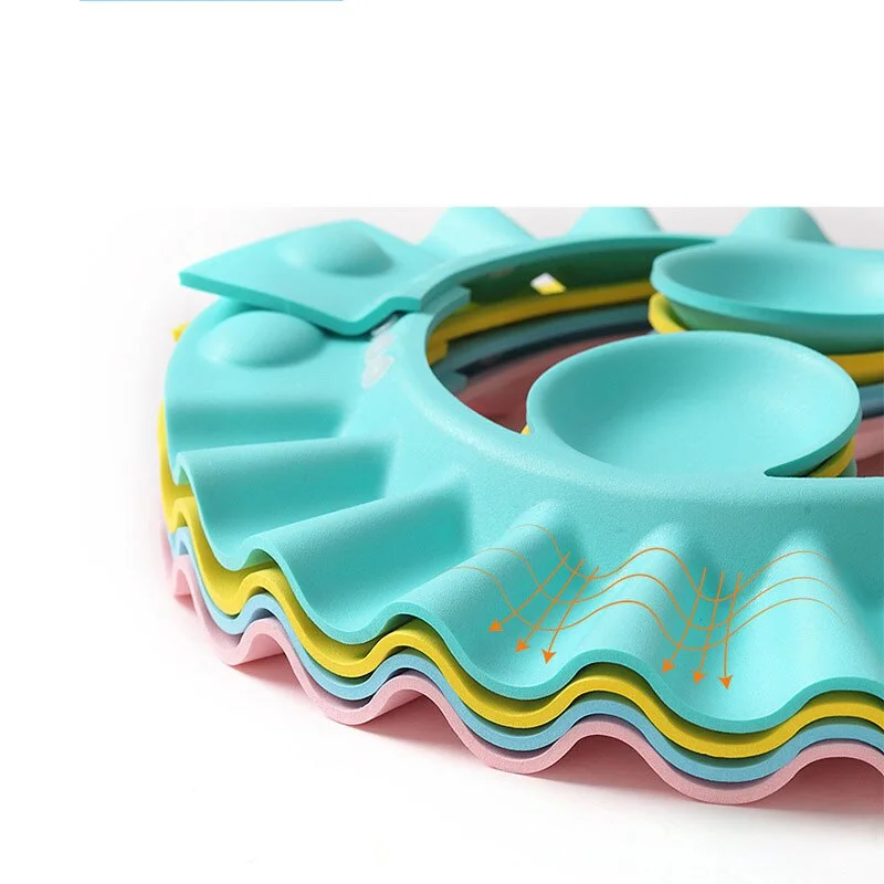 Bonnet De Bain Enfant - Visière Shampooing - Protège Yeux/Oreilles De L'Eau - Bleu