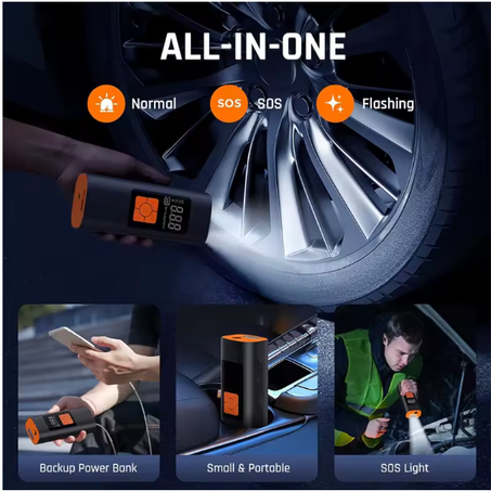 منفاخ إطارات مضغوط الهواء المحمول، مضخة إطارات السيارة 150PSI