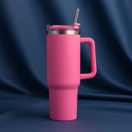 Gobelet thermique avec poignée et paille