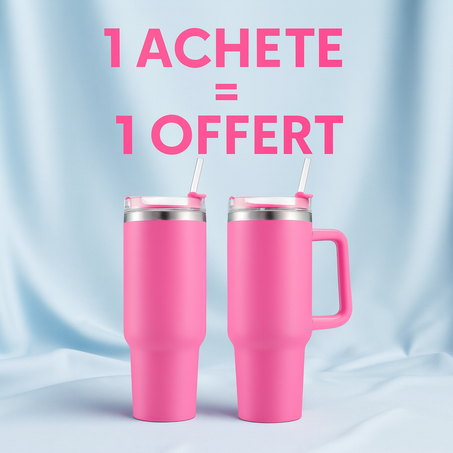 Gobelet thermique avec poignée et paille