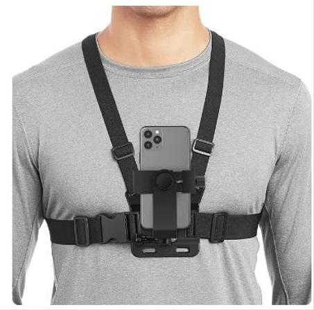 📸 داعم وحزام صدر 2 في 1 للهواتف والكاميرات