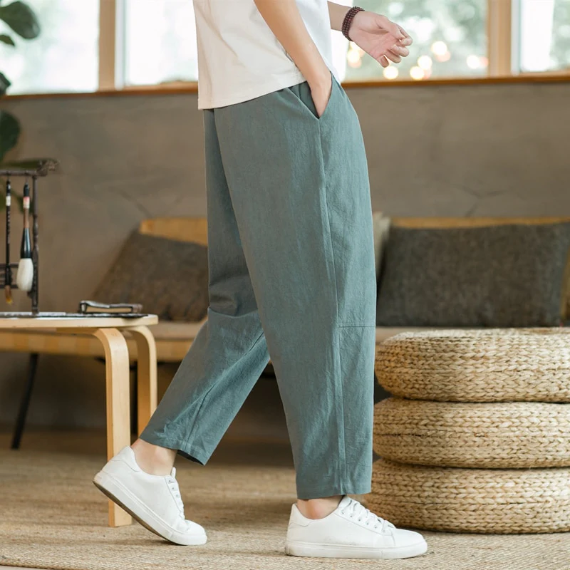 Pantalons homme en lin Green
