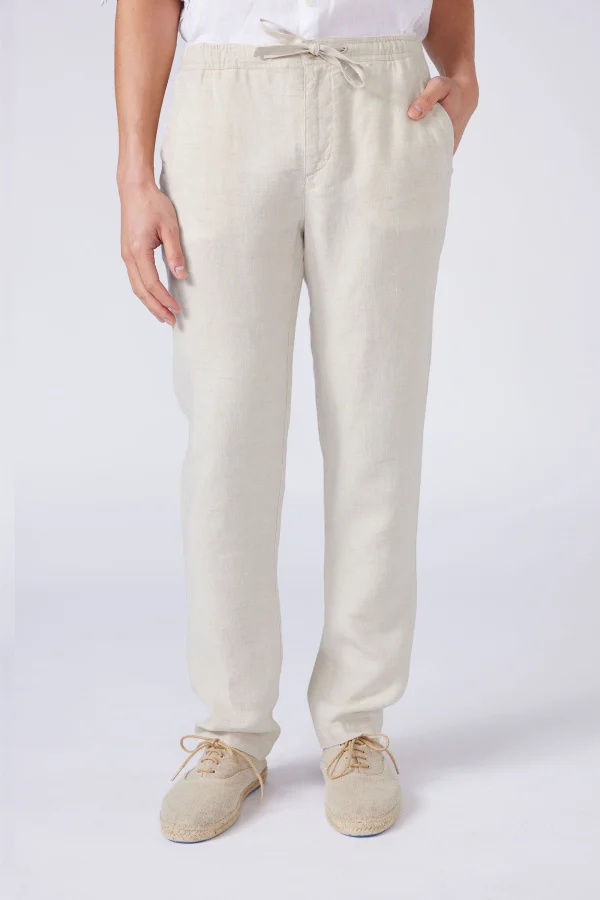 Pantalons homme en lin beige