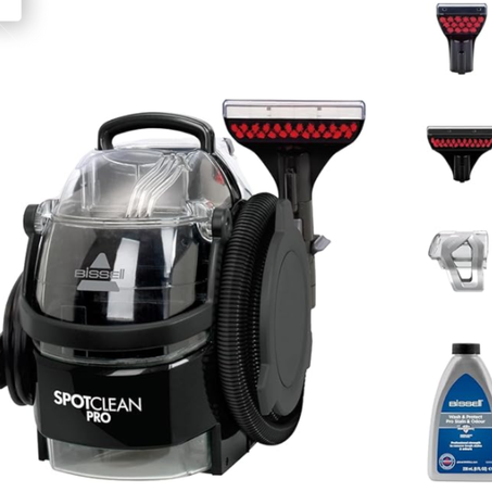 مكنسة بقع سبوت كلين برو من بيسيل، منظف سجاد احترافي محمول وقوي يزيل البقع والانسكابات، ينظف السجاد والسلالم والتنجيد ومقاعد السيارات، 4 قطع (عبوة من قطعة واحدة)، 1558G