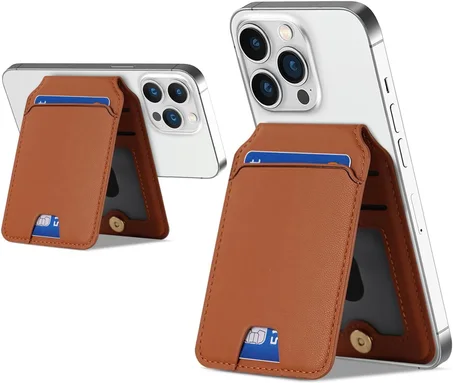 حامل ومحفظة Terrifi MagSafe المغناطيسي القابل للتعديل – جلد نباتي فاخر لآيفون