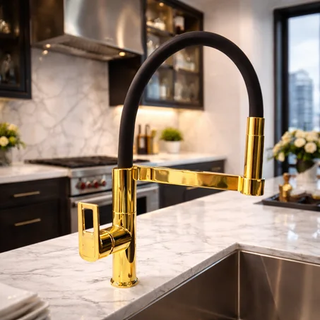Robinet de Cuisine Noir & Doré