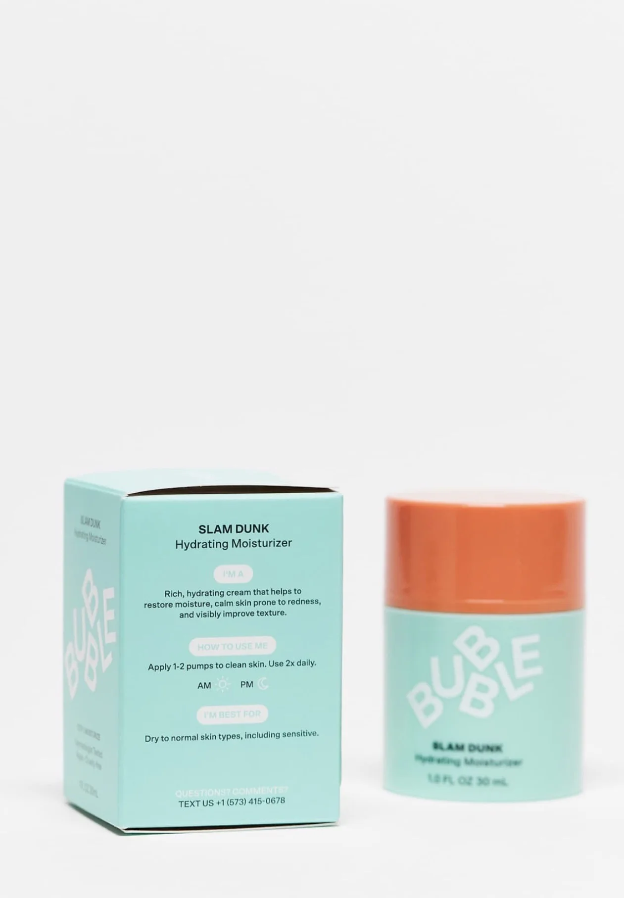 Bubble Skincare Slam Dunk Hydrating Face Moisturizer - Travel Size Lightweight Face Lotion with Vitamin E + Aloe Vera - Daily Facial Moisturizer for Normal + Dry Skin with Blue Light Protecti