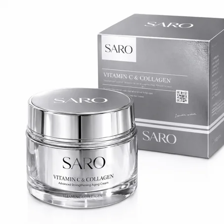 كريم سارو بفيتامين C SARO Vitamin C & Collagen Advanced Brightening & Anti-Aging Facial Cream (50ml) – Revitalize & Glowوالكولاجين لتفتيح البشرة ومكافحة علامات التقدم بالعمر
