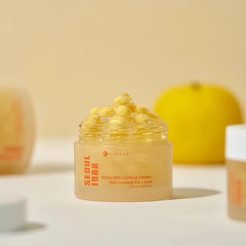 KSECRET SEOUL 1988 Capsule Cream Niacinamide 5% Yuja Brightening Moisturizer 50mlكريم مرطب ومفتح للبشرة من KSECRET SEOUL 1988 يحتوي على 5% نياسيناميد مع يوجا،