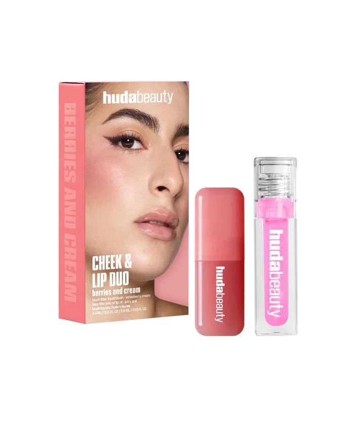 CHEEK & LIP DUO BERRIES AND CREAMاحدث اصدار لبكج هدى بيوتي مكون من بلشر كريمي و ليب اويل