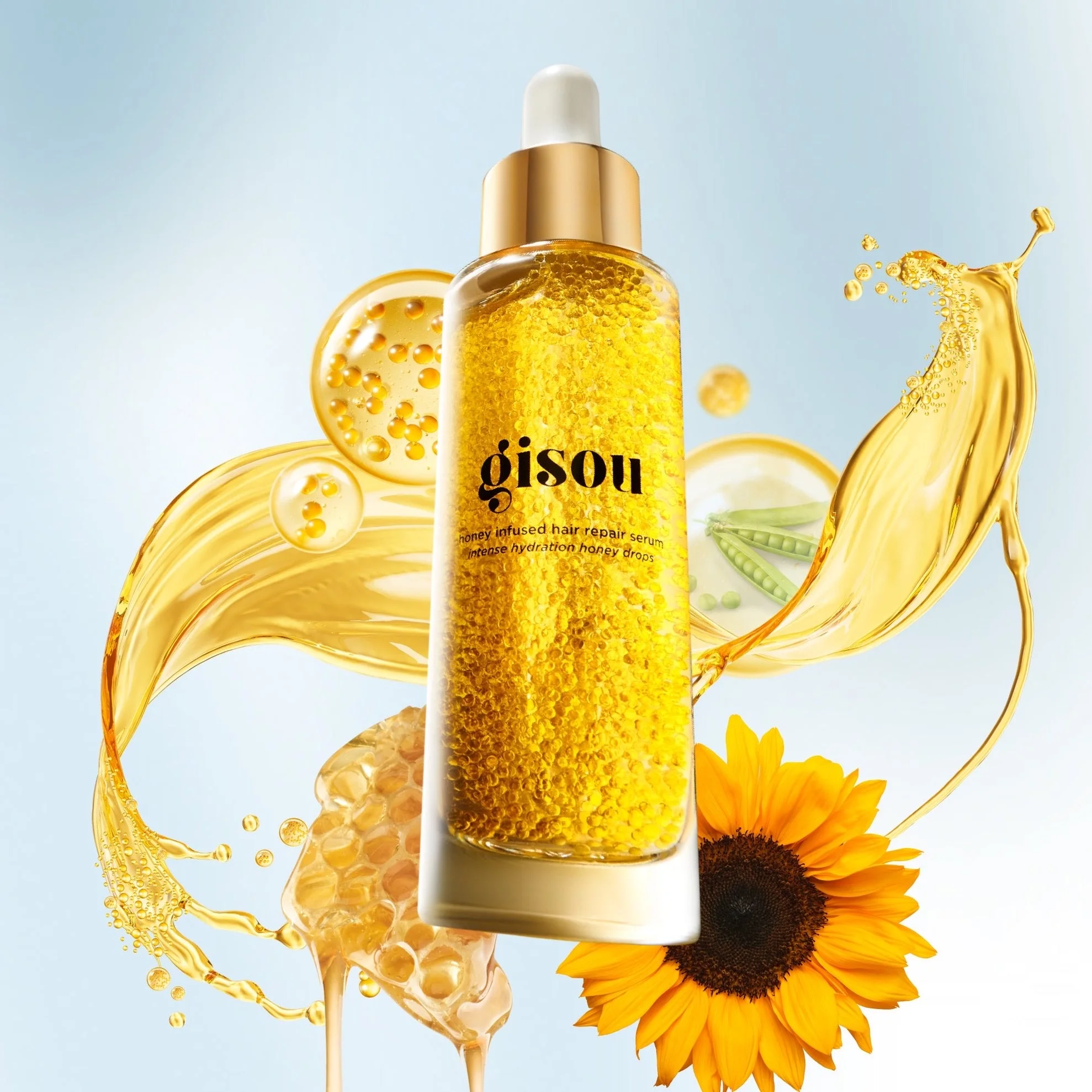 Gisou Honey Infused Hair Repair Serum  | Visibly reduces breakage, helps seal split ends, protects against UV, with encapsulated Mirsalehi Honey & plant-based Keratin