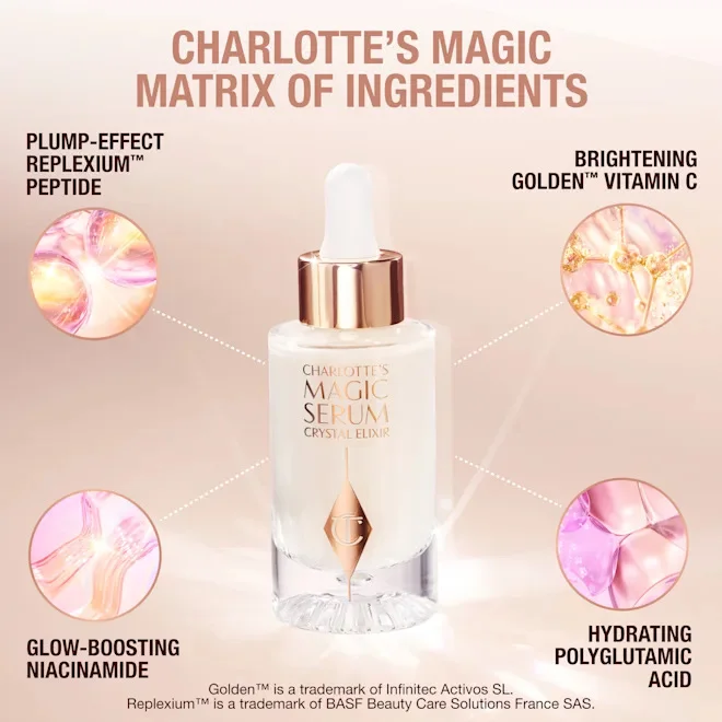 Charlotte Tilbury CHARLOTTE'S MAGIC SERUM CRYSTAL ELIXIRسيروم شارلوت تيلبري ماجيك سيروم كريستال إليكسير – لترطيب عميق، إشراقة طبيعية وتقليل مظهر التجاعيد