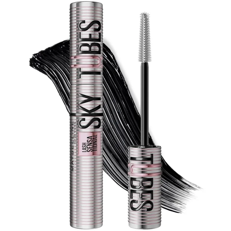 Maybelline Lash Sensational Sky Tubes Tubing Mascara – Very Black – Extension Like Lengthening Mascara – 24HR Wear with Shea Butter & Castor Oil