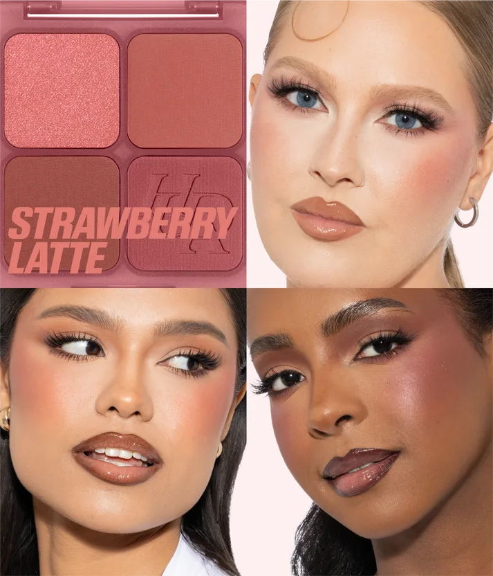 Huda Beauty BLUSH FILTER BLURRING BLUSHLIGHTERS PALETTE Strawberry Latte