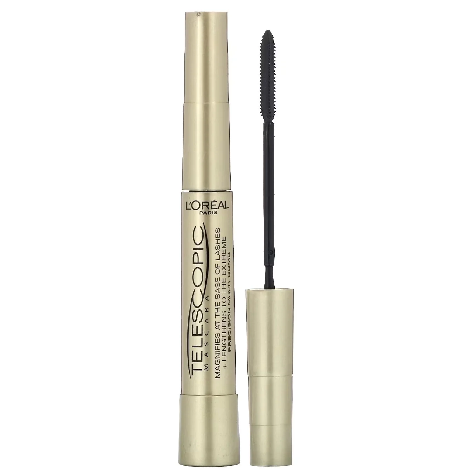 L’Oreal Paris Makeup Original Telescopic Mascara, Separating Mascara Volume and Length Formula, Washable, Blackest Black