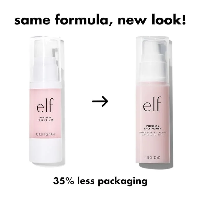 elf Poreless Face Primer - Large, Silky, Skin-Perfecting, Lightweight, Long Lasting, Absorbs Quickly, Smooths, Preps, Creates Flawless Base, Infused with Tea Tree and Vitamins A