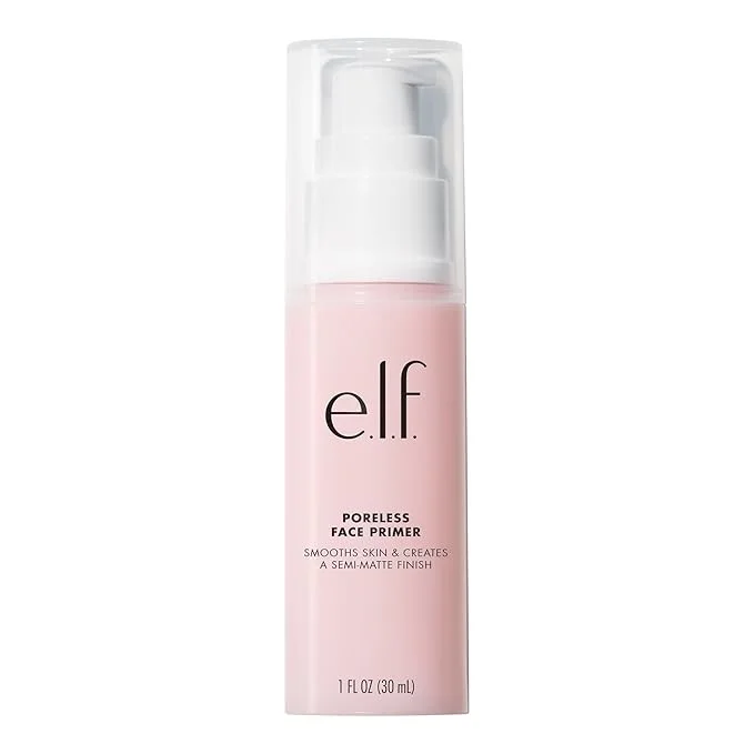 elf Poreless Face Primer - Large, Silky, Skin-Perfecting, Lightweight, Long Lasting, Absorbs Quickly, Smooths, Preps, Creates Flawless Base, Infused with Tea Tree and Vitamins A