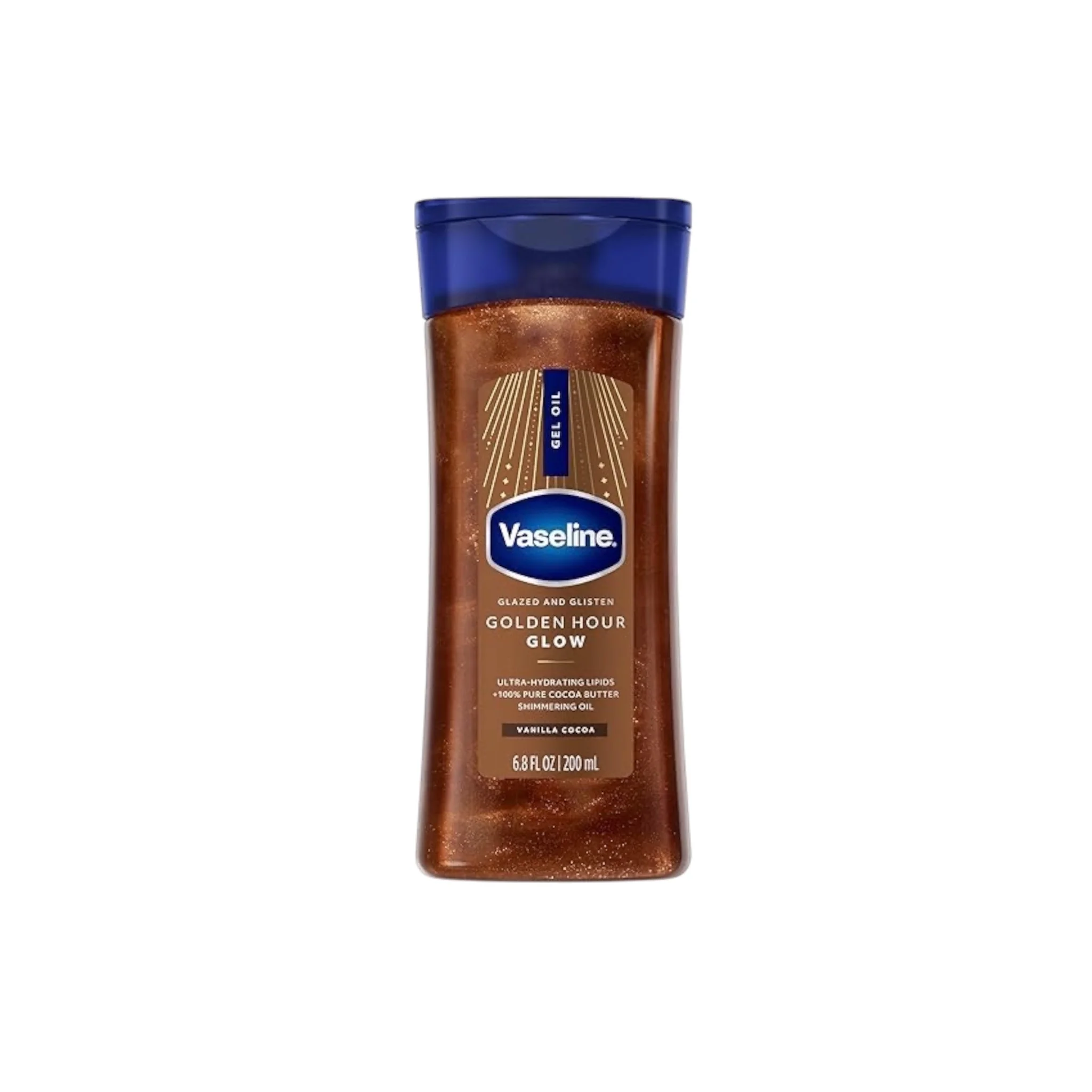 فازلين جولدن جلو جل أويل بزبدة الكاكاو لترطيب وإشراقة الجسم 200 مل | Vaseline Golden Glow Gel Oil with Cocoa Butter for Hydrated & Radiant Skin 20