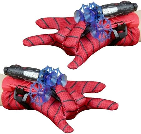 مجموعة ألعاب إطلاق شبكة سوبر هيرو سبايدرمان مع قاذفة للمعصم وقفازات بتصميم زي سبايدرمان لهدايا وألعاب الأطفال من جويز