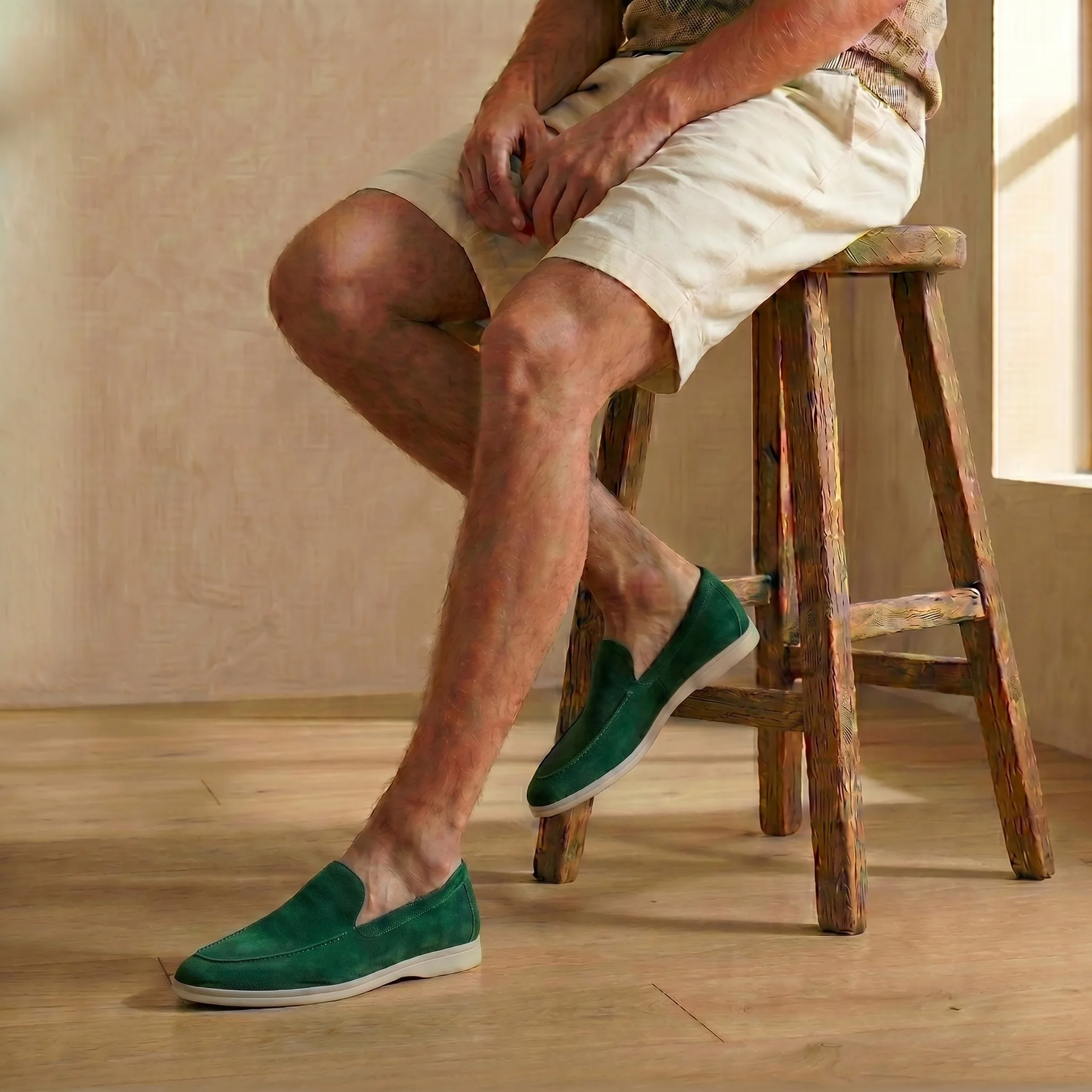 Mocassins Homme en Daim : Vert