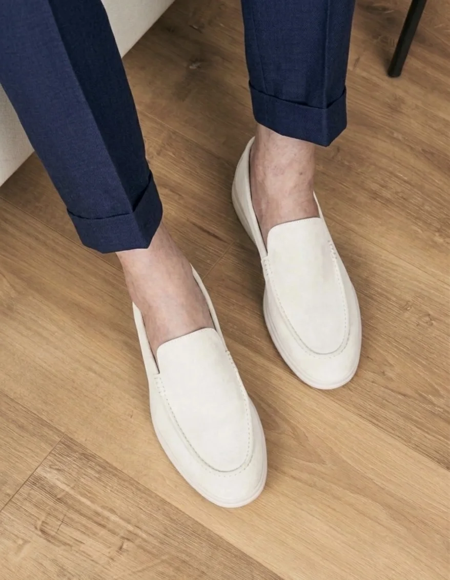 Mocassins Homme en Daim : blanc cassé