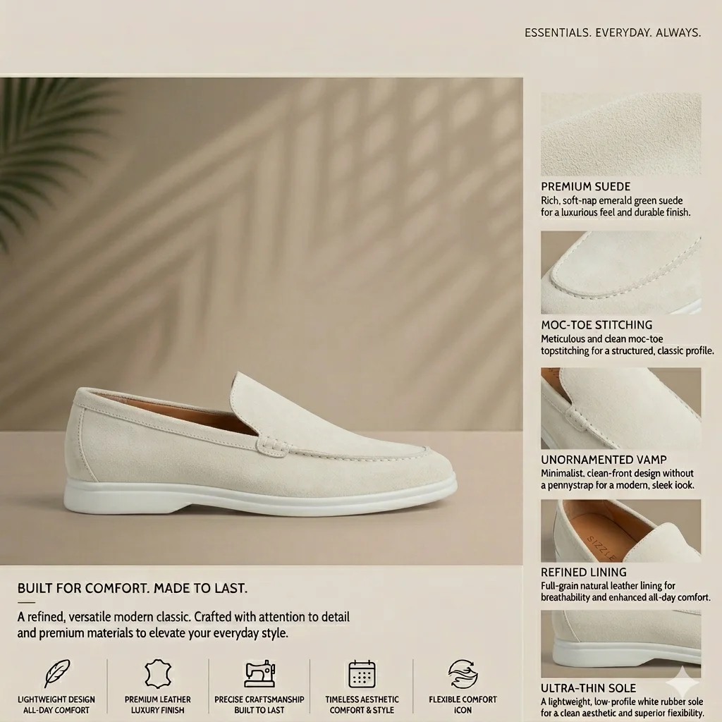 Mocassins Homme en Daim : blanc cassé