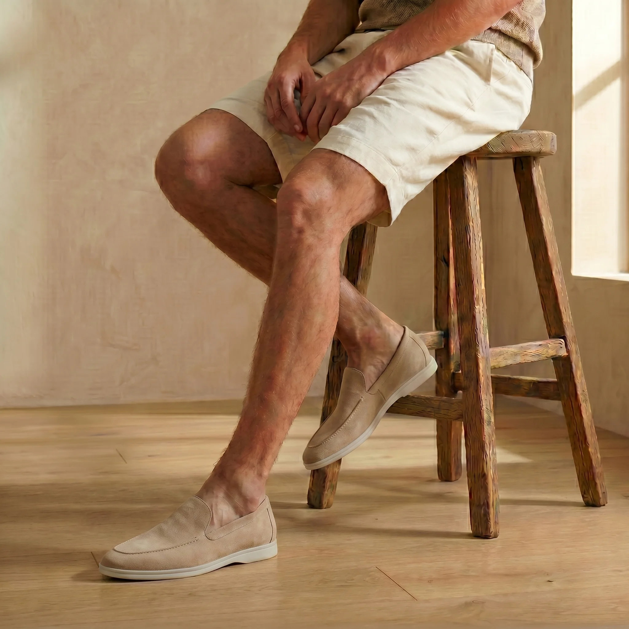 Mocassins Homme en Daim : BEIGE