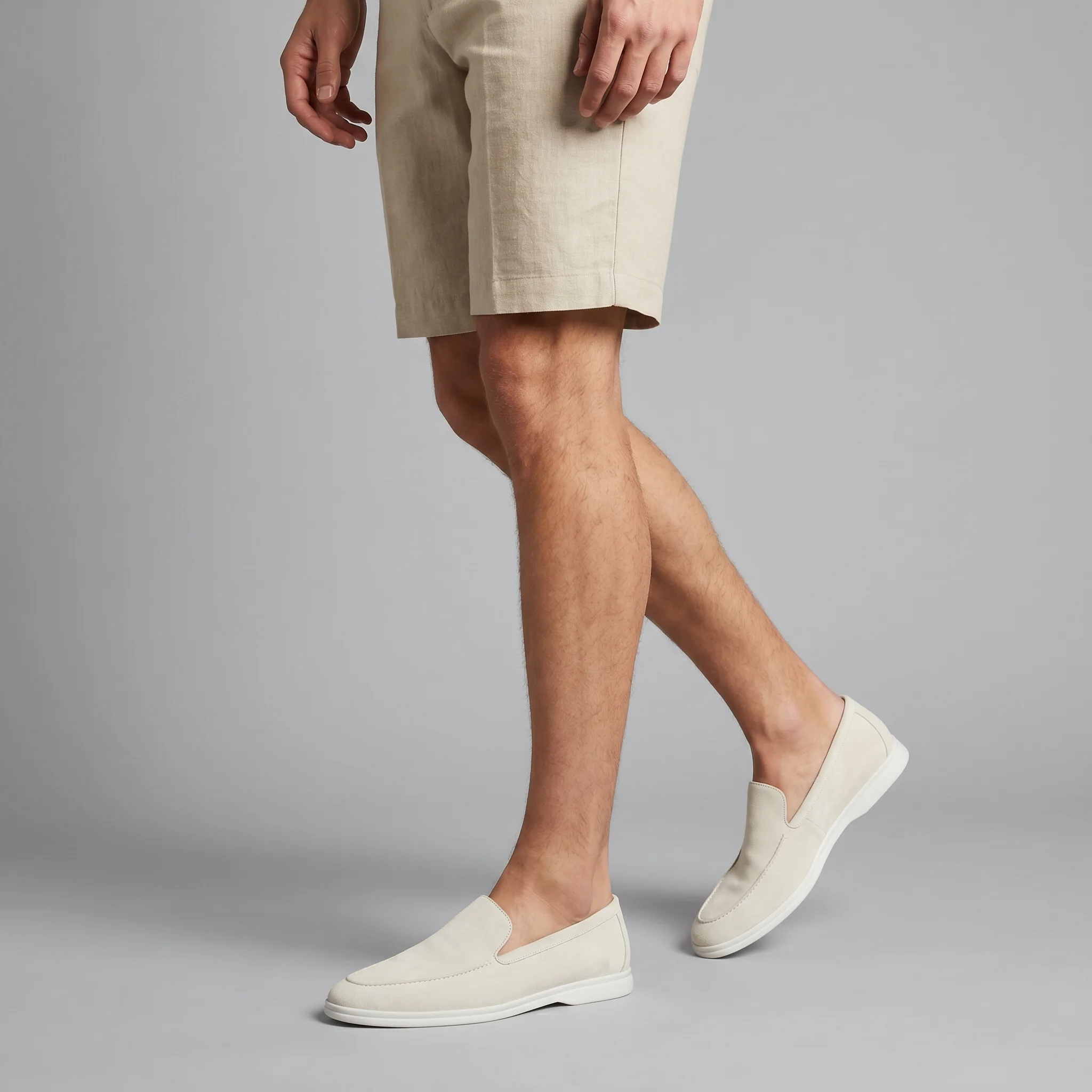 Mocassins Homme en Daim : blanc cassé