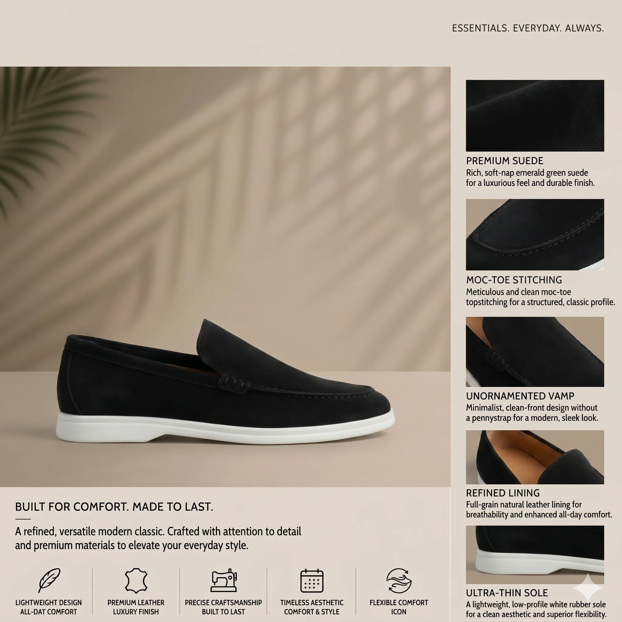 Mocassins Homme en Daim : noir