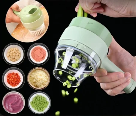 مجموعة قطاعة خضروات كهربائية 4 في 1 محمولة وقابلة لاعادة الشحن