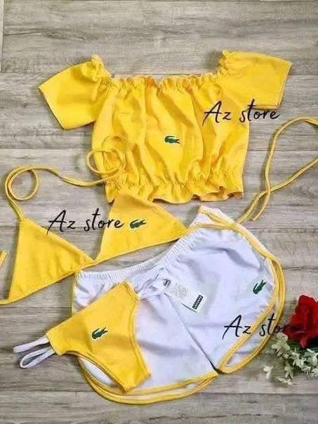 طقم بحر ثلاثي باللون الفيروزي