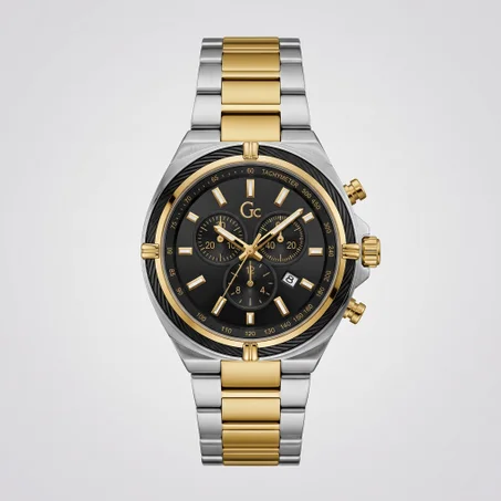 Gc Chronograph Two-Tone Gold & Black — جي سي كرونوغراف الثنائية الذهبية السوداء (جي سي إيليت المزدوجة الفاخرة)