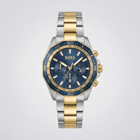 Hugo Boss Chronograph Two-Tone Gold & Blue — هوغو بوس كرونوغراف الثنائية الذهبية الزرقاء (هوغو بوس رويال بلو الفاخرة)